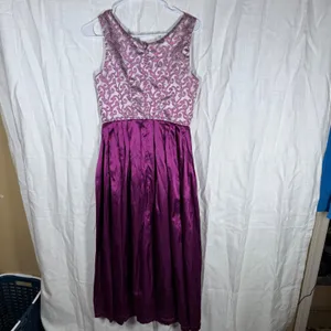 Vtg German Trachtenpoint dirndl Dress 34/XS Purple Lace Up Oktoberfest Cosplay thumbnail 6