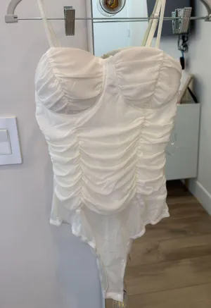 Boutique white body suit!!  thumbnail 1