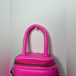 Miniature Micro Neon HotPink Adjustable Crossbody Zipper Whimsy Rave Vinyl Retro thumbnail 8