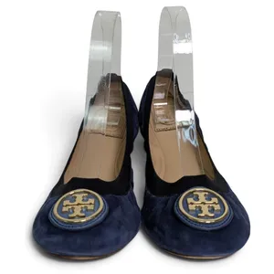 Tory Burch Caroline 2 Soho Lux Clare Blue Black Suede Ballet Flats US 8 Preowned thumbnail 3