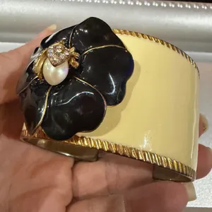 Stella & Dot Retired Kelly Ladybug Flower Enamel Cuff Bracelet Glam Cottage thumbnail 6