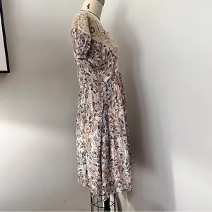 Free People Margot Ivory Printed Mini Dress with Lace Trim Size Extra Small $168 thumbnail 9