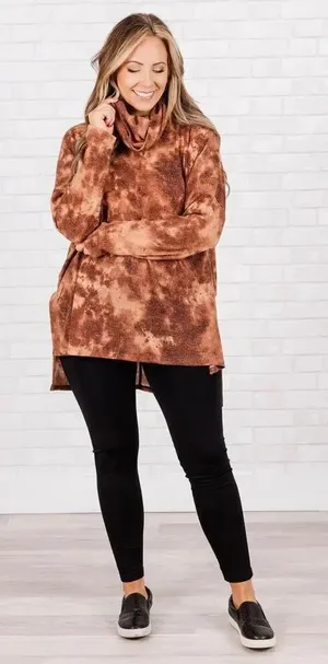 Zenana tie dye cowl neck dolman sleeve tunic Oversized sweater Medium 730 thumbnail 1