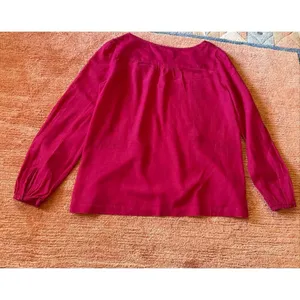 Ann Taylor LOFT Magenta Cotton Blouse Size S Lace Panels thumbnail 5
