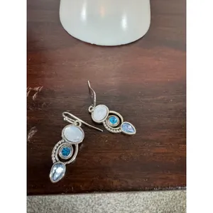 Silver Tone Jewelry Lot 5 Rings Sz 7 1 Pair Boho Drop Earrings Sun Moon thumbnail 3