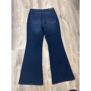 Soft Surroundings‎ Womens High Rise Flare Leg Jeans Dark Wash Blue Size 10 thumbnail 4