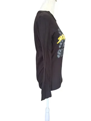 NFL Team Apparel women's Steelers football black long sleeve crewneck t-shirt M thumbnail 3