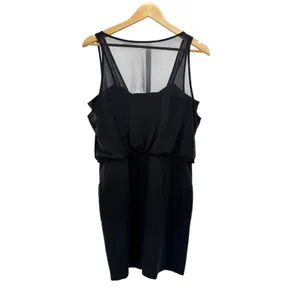 Black Sleeveless‎ Sheer Neckline Ruched Sheath Dress WAREHOUSE UK12 thumbnail 5