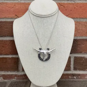 Longhorn and Filigree Horseshoe Necklace thumbnail 2