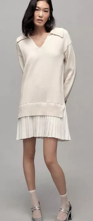 Anthropologie English Factory Twofer Dress Cream White New With Tags holiday thumbnail 1