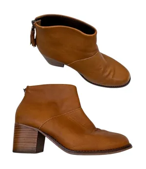 Toms Tan Leather Ankle Boots Womens 7.5 Fall Classic Casual Booties Boho thumbnail 1