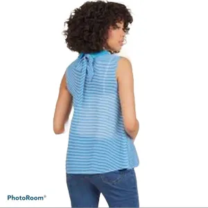 ModCloth Pineapple Collar Sleeveless Blouse Blue Size S thumbnail 2