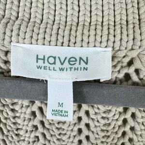 Haven New NWOT Cotton Cream Cable Knit Chunky Button Up Cardigan Sweater Size‎ M thumbnail 6