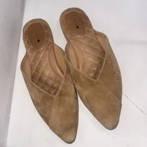 Birdies Pointed Toe Swan Quilted Insole Flat Mule Golden Tan Suede Shoes Size 8‎ thumbnail 6
