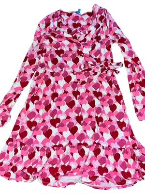 DRAPER JAMES RSVP Hearts Long Sleeve Knit Wrap Dress-Large thumbnail 2
