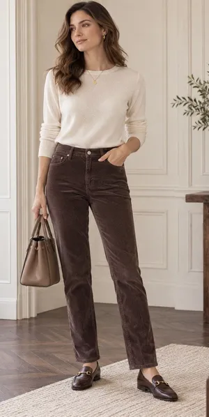 Karl Lagerfeld Corduroy Pants Sz 10 Chocolate Quiet Luxury Preppy Fall Heritage thumbnail 1