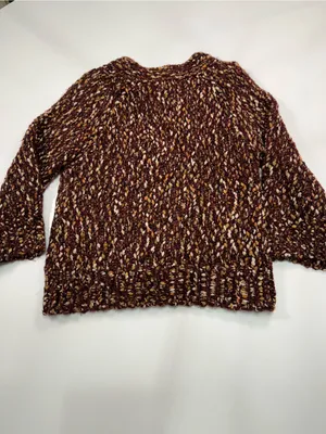 Leo & Nicole Brown Marled V-Neck Chunky Knit Cardigan thumbnail 8