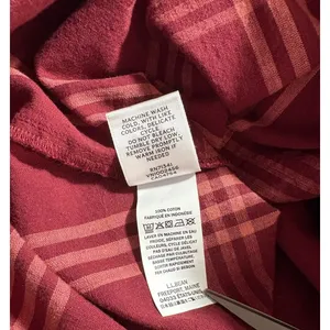 LL Bean Signature Womens‎ Small Burgundy Plaid Cotton Flannel Popover Shirt thumbnail 6