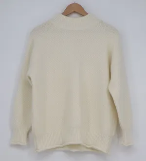 Cream Mock Neck Textured Knit Pullover Sweater Long Sleeve Relaxed Fit XL thumbnail 1