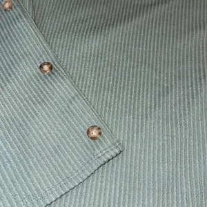 Women's Sage Green XL Ribbed Knit Top Stud Sleeve 3/4 Sleeve Stretch Blouse thumbnail 5