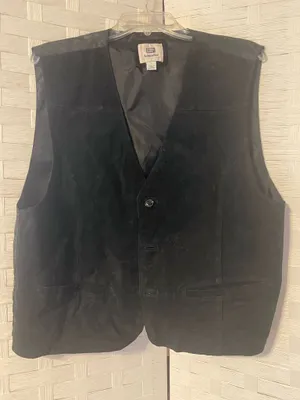 Vtg Faded Glory Black Leather Vest Size Large Country Cowboy Classic thumbnail 1