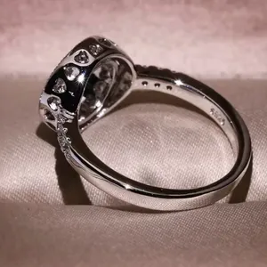 .925 Sterling Silver Circle Halo Ring with Clear Crystal - White thumbnail 3