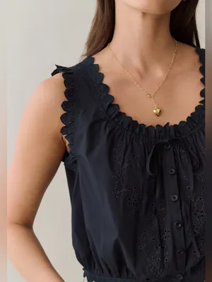 NWT Few Moda Shelby Cotton top size Medium M Black eyelet embroidered Sorella thumbnail 4