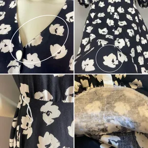Vintage‎ Dress Floral Party Puffed Sleeves 1980s Flared Skirt Princess Seams thumbnail 9