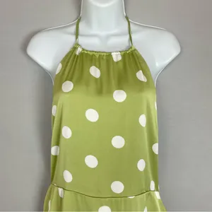 NWT Lulus‎ Halter Mini Dress The Best Spot Green Polka Dot Satin Medium Backless thumbnail 8