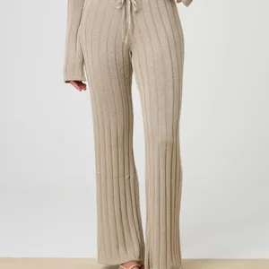 Glassons Women’s Beige Ribbed Flared Knit Pants Flowy High Waist Boho Sz XS NWT thumbnail 7