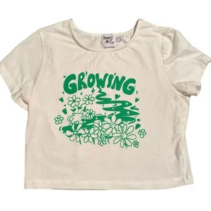 Princess Polly Size 8 Baby Tee Shirt Growing Plants‎ Graphic Kelly Green Herb thumbnail 2