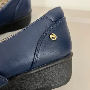 Revere Sicily Mary Jane Shoes 8M Blue Leather Wedge Comfort Career Academia thumbnail 4
