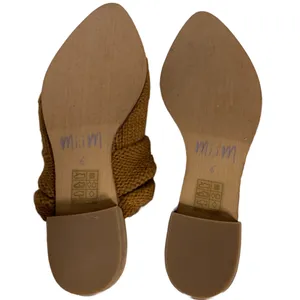 Mi.Im Brown Leather & Knit Sweater Fabric Flat Mule Slide Shoes (6m) thumbnail 11