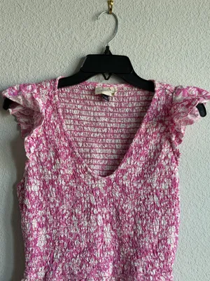 Universal Threads Pink Floral Smocked Mini Dress XS Cottagecore Style thumbnail 5