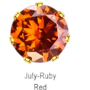 Ruby cz July birthday post earrings with 14k gold plated post. New thumbnail 5