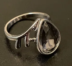 Water drop gray rhinestone ring size 8 thumbnail 2