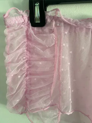 Carrie Amber Sheer Swiss Dot Ruched Bubblegum Pink Cami Shorts Set Size Large thumbnail 7