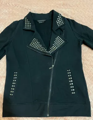 BCBGMaxazria Studded Black Moto Jacket No Fade Looks NWOT 90s Knit Jacket thumbnail 1