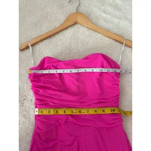 Lulus Epitome of Allure Hot Pink Mesh Strapless Ruched Maxi Dress Size Medium thumbnail 6