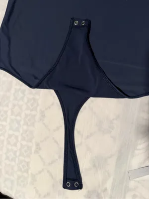 Abercrombie & Fitch navy blue Long-Sleeve Crewneck thong Bodysuit size L thumbnail 6