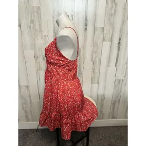 Red Floral Ruffle Mini Dress – Size Small – Cute Summer/Brunch Dress thumbnail 3