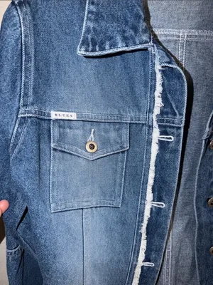 Vintage 90s Denim Jean Jacket Frayed Hem cottagecore thumbnail 2
