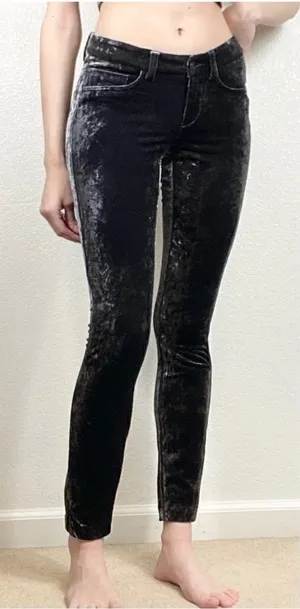 NWOT Cambio Lea Navy Crushed Velvet Skinny Pants thumbnail 1