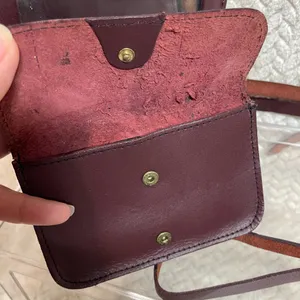 Vintage Burgundy‎ Genuine Leather Mini Crossbody Belt Bag Classic Minimalist thumbnail 8