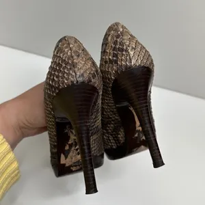 Stuart Weitzman for Scoop NYC Snakeskin Platform Pumps‎ Brown Python Heels 6M thumbnail 10