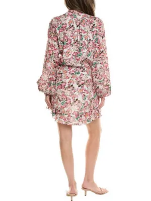 Rococo Sand Vie Floral Ruffle Mini Dress New Size Large Beaded Tie Resortwear thumbnail 3