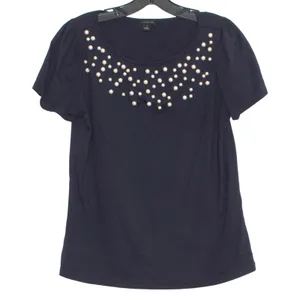 Ann Taylor Top Pearl Coquette Minimalist Feminine Romantic Classic Blue Medium thumbnail 1