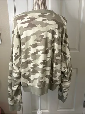 Aerie camo crewneck cotton sweatshirt oversized plus size XL casual fall cozy qu thumbnail 3