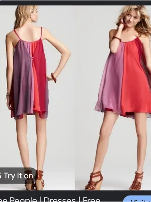 Free People Colorblock Spaghetti-Strap Camisole Dress in Red, Pink, Purple thumbnail 2