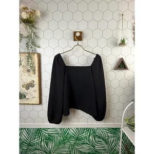 Madewell Black Square-Neck Lightweight Puff-Sleeve Top - Size - Small thumbnail 4